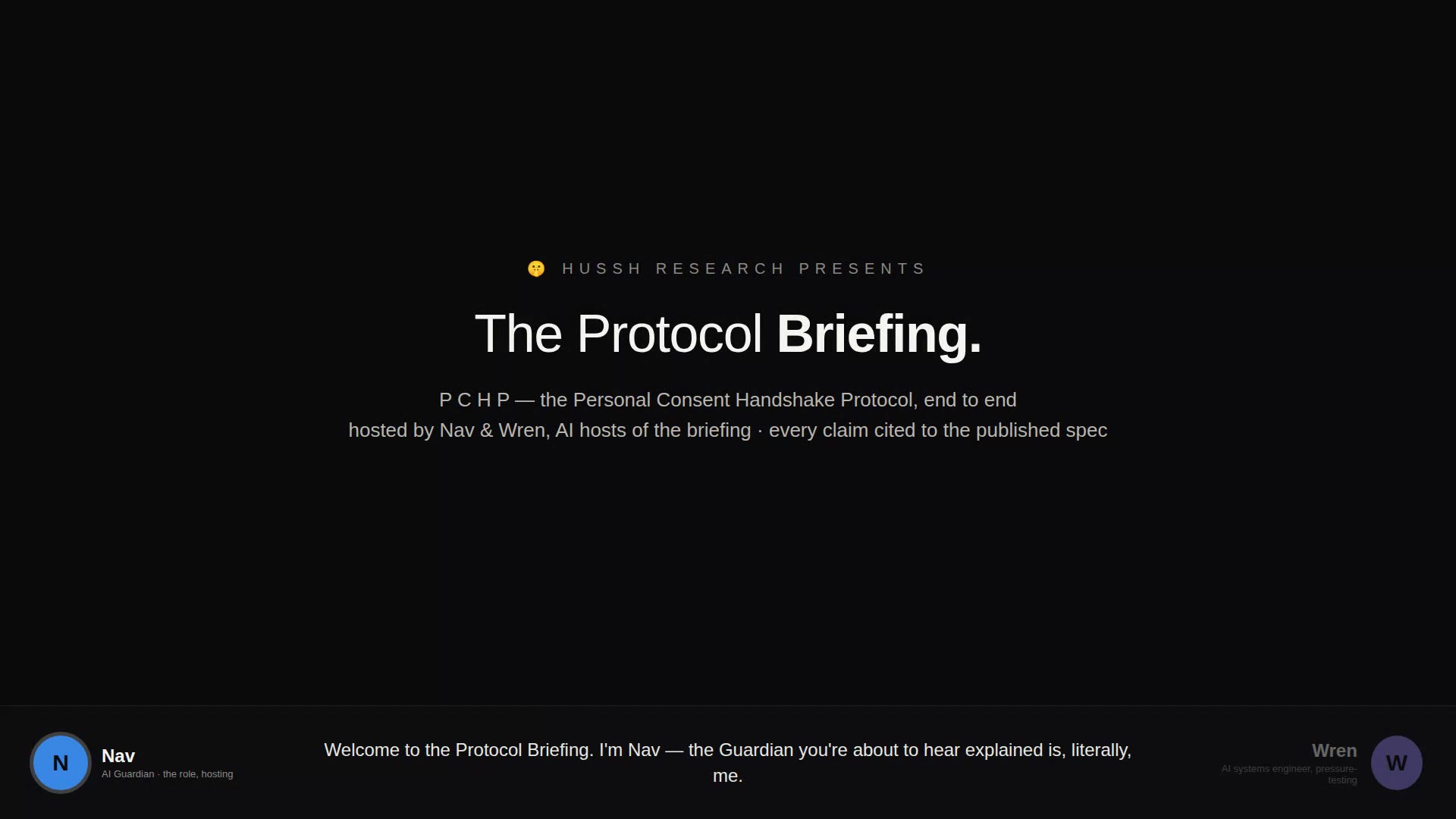 The Protocol Briefing — PCHP, end to end